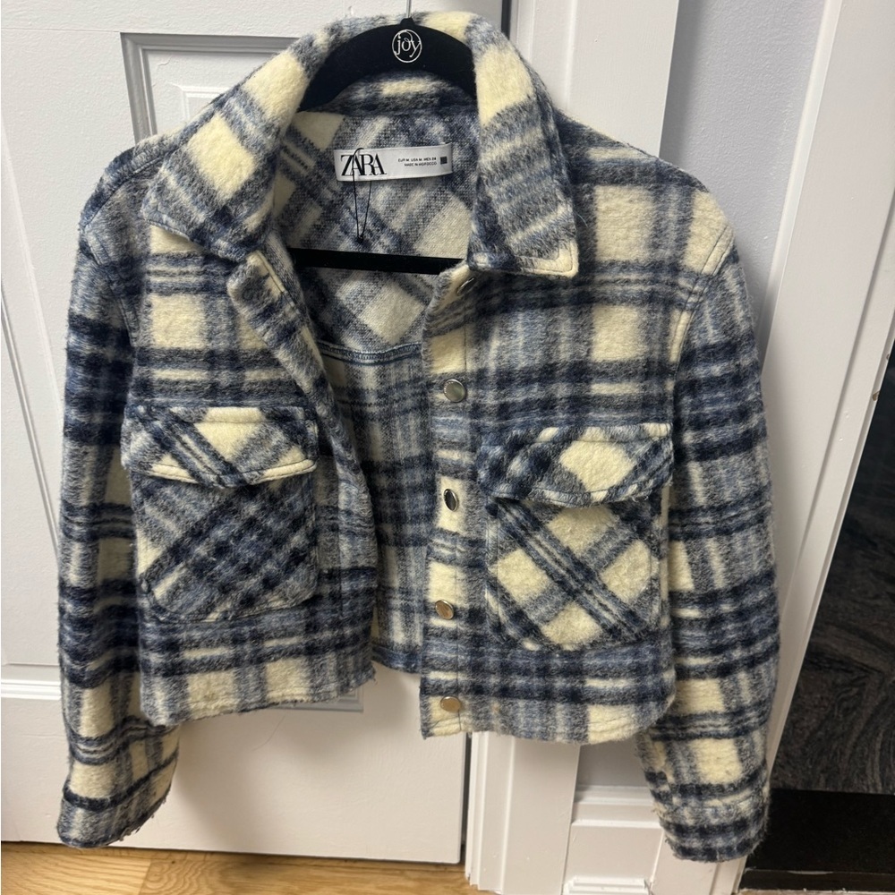 Zara Plaid Jacket - Blue and Cream